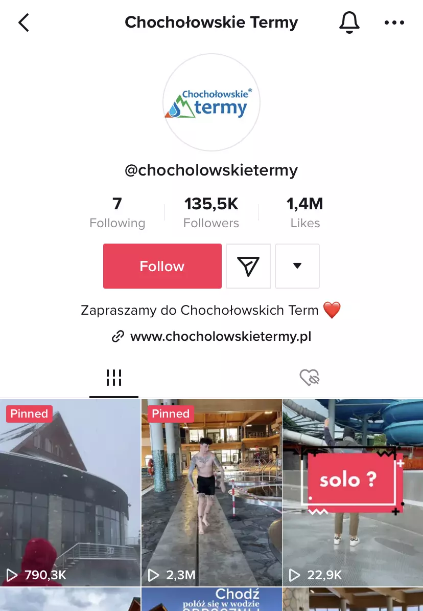 Page TikTok de Chochołowskietermy (bains de Chochołowskie)